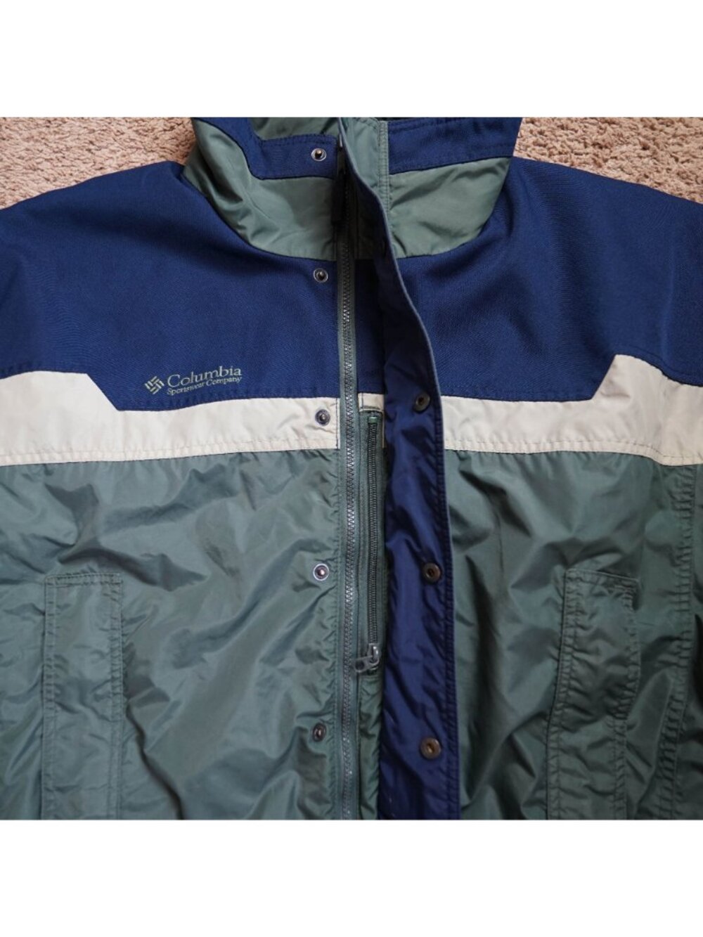 Y2K Columbia Bugaboo Jacket Mens L Green ColorBlock Winter Coat Shell Only - Picture 11 of 11